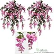 TWO 3' Artificial Wisteria Hanging Flower Bushes, with No Pot,