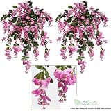 TWO 3' Artificial Wisteria Hanging Flower Bushes, with No Pot,