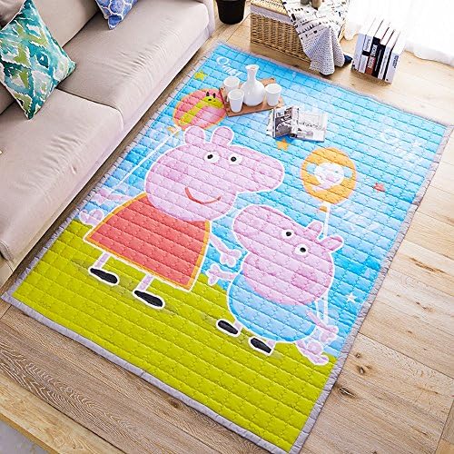 Two Pigs Fun Cartoon Super Cozy Cotton for Baby Crawling Rugs Durable Solid Floor Mats 5'0x6'6
