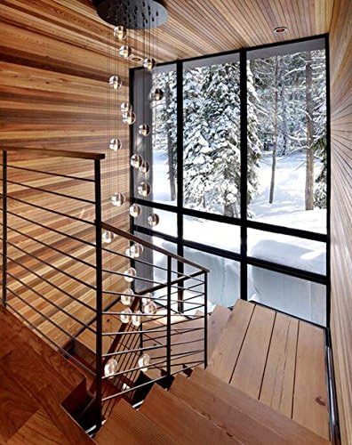 Phube Lighting LED Meteor Shower Chandelier Light Fixtures Stairwell Chandelier Modern Foyer DIY Crystal Chandelier (26 Head Round Shape (LED Cool White))