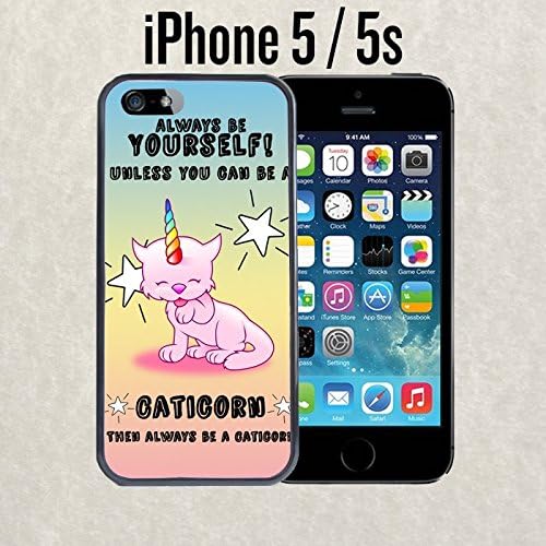 iPhone Case Always be a Caticorn For iPhone 5 / 5s Plastic Black With Free .33 mm Premium Tempered Glass Screen Protector (Ships from California when you buy from CloudsOfAnarchy)