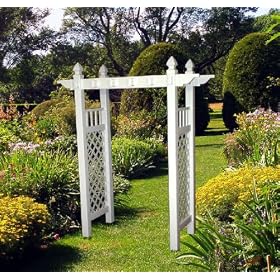 The Arcadian Multi-Width White Vinyl Arbor by In the Garden and More