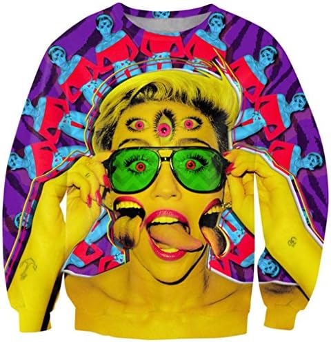 print character contrast color pullovers sweatshirt digital funny girl star fluorescent couple loose hoodies g
