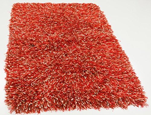Living Room Shag Area Rugs - Completely Handmade with Quality Imported Wool - Durable and Long Lasting - Modern and Stylish Red Rug 3'x5.08'