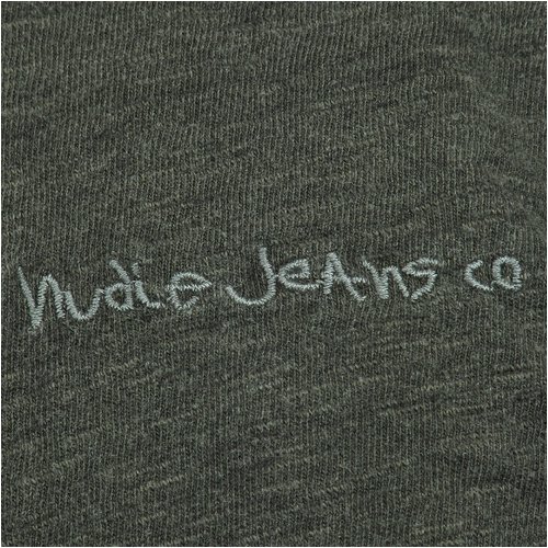 NUDIE JEANS ヌーディージーンズ THOMAS LONG T-SHIRT《MENS：グレー》 ロゴステッチ ロングスリーブ　Tシャツ　30161-4031-G05