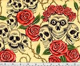 Rose Tattoo 100% Cotton Fabric by the 1/2 Metre