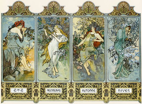 1898 Summer Spring Autumn Winter Ladies By Alphonse Mucha Was a Czech Art Nouveau Painter and Decorative Artist 12