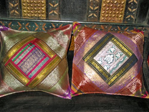 Thanks Giving-2 Ethnic Vintage Sari Zari Borders Toss Pillow Cushion Covers Free Shipping