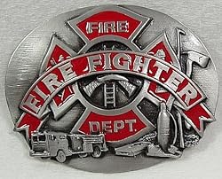Fire Fighter Enamel Pewter Belt Buckle