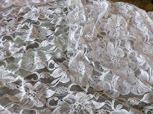5 Yards Soft Embroidered White Floral All Over Lace Fabric 30" Wide