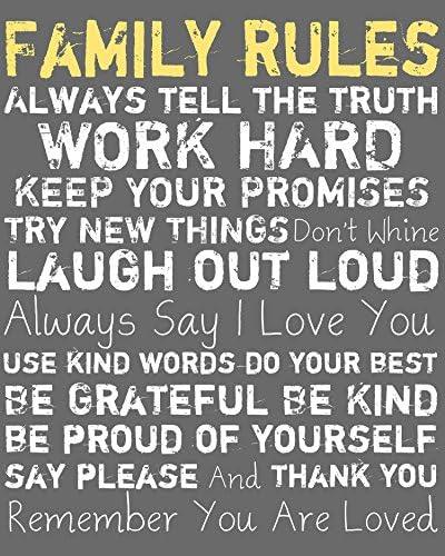 Pro Tour Memorabilia 9-1010 Grey Family Rules Canvas Wall Art, 16-Inch by 20-Inch