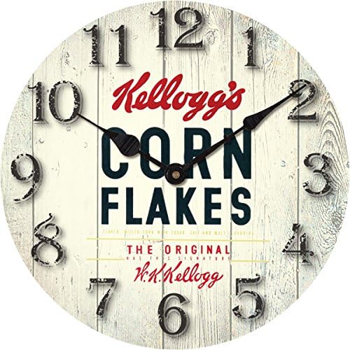 Wall Clock by Kellogg's Vintage - Using nostalgia, Retro and Classic decorative advertising these wall clocks bring classic decor to any Kitchen - In stock and Backed by Amazon's 100% Money Back Guarantee (12" CORNFLAKES FLOORBOARD)