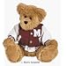 Stuffed bear named Morris in custom embroidered varsity jacket