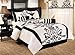 Chezmoi Collection 7 Pieces White with Black Floral Flocking Comforter (86