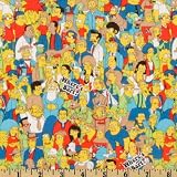 44'' Wide The Simpsons Where's Bart Characters Yellow Fabric By The Yard