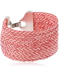 Streets Ahead Braided Polyurethane Antique Silver Closure Cuff Bracelet, 7"