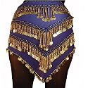 Belly Dance Coin Hip Scarf, Long Tail Triangle, Georgette Fashion Colors Available