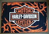 Harley Davidson Motorcycle Flames Indoor Outdoor Rug
