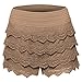 Women's Elastic Waist Tiered Crochet Lace Scallop Hem Casual Mini Shorts