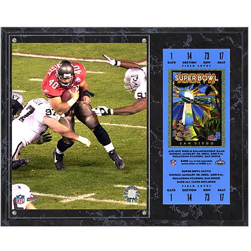 Mounted Memories Tampa Bay Buccaneers Super Bowl XXXVII Mike Alstott Plaque with Replica Ticket