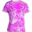 Fly Racing Winners Circle Women's Short-Sleeve Fashion Shirt w/ Free B&F Heart Sticker Bundle - Pink/White
