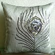 Peacock - Decorative Pillow Cover - Silk Pillow Cover with Sequin Embroidery