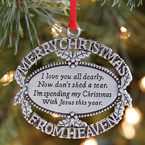 Merry Christmas From Heaven(R) - Pewter Oval Ornament With Personalized Custom Engraving
