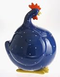 Blue Polka Dot Rooster Ceramic Cookie Jar
