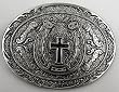 Diamondcut Black Enamel Cross Within Horseshoe Buckle