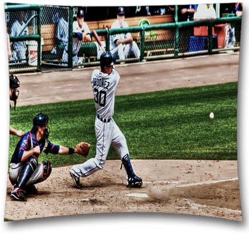 MLB Team Square Throw Pillowcases, Magglio Ordonez Throw Pillow Cushion Covers, Detroit Tigers Baseball Themes Pillow Covers, Cotton, Couch, Bedding, Size: 18x18 Inch (45x45 cm)