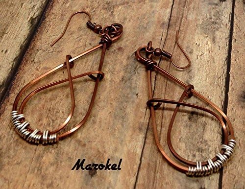Criss Cross Curved Copper Earrings Wire Wrapped Silver Copper Square Wire Minimalist Abstract Delicate Summer Earrings Crossover