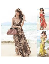 Chiffon Leopard Print Sleeveless Cocktail Full Length  Dress