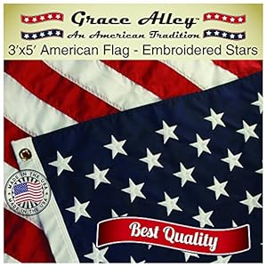 American Flag: 100% American Made - Embroidered Stars and Sewn Stripes - 3 x 5 ft