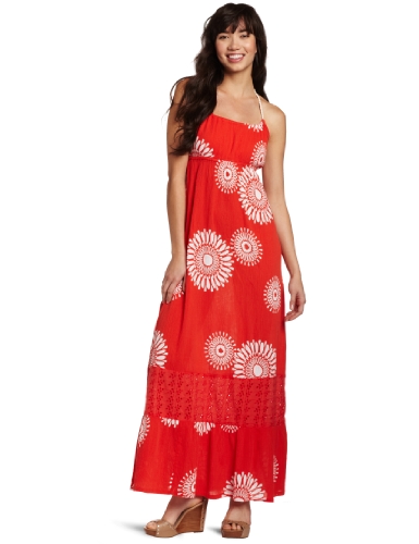 Roxy Juniors Sun Poem Maxi Dress, Orange Print, Medium