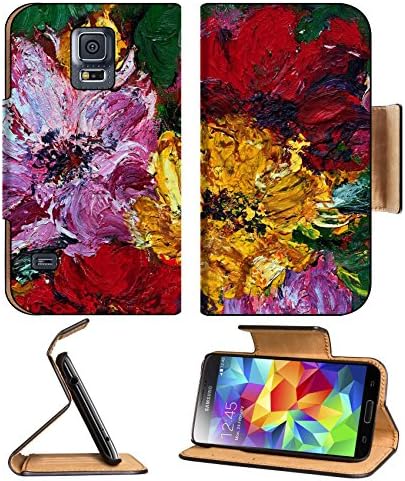 Samsung Galaxy S5 Oil and Pallet knife abstract painting of red pink and yellow flower blossoms IMAGE 14502474 by MSD Customized Premium Deluxe Pu Leather generation Accessories HD Wifi Luxury Protect