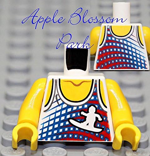 Generic New Lego Girl Boy Surfer White Minifig Torso Red Blue Surf Board Tank Top Shirt