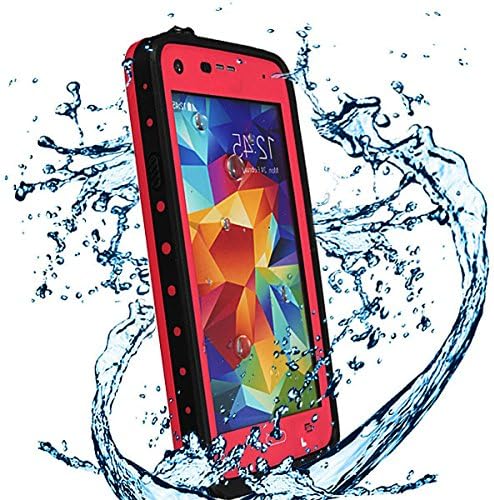 Galaxy S5 Waterproof Case,WONFAST® 6.6 ft IP68 Underwater Waterproof Shockproof Snowproof Dirtproof Dust poof Durable Protective Case Cover for Samsung Galaxy S5 i9600 (Red)
