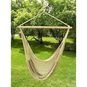 Deluxe Extra Large Tan Rope Hammock Swing Chair 100% Soft Cotton Rope