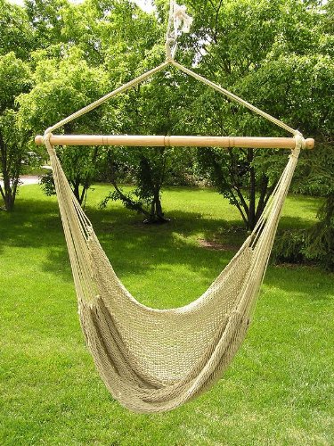Deluxe Extra Large Tan Rope Hammock Swing Chair 100% Soft Cotton Rope