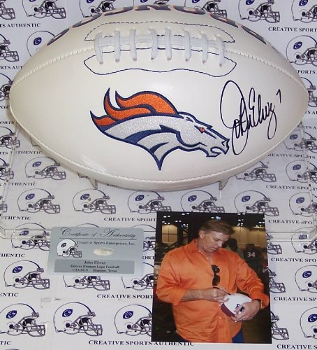 John Elway Hand Signed Denver Broncos Logo Football