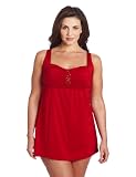 Jantzen Women's Plus Size Bejeweled Swim Dress, Red, 18W