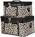 World Traveler 2-Piece Leopard Print Cosmetic Train Case Set, Leopard with Black Trim