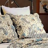 3pc Blue Paisley Floral Quilt Bedding Set King + Free Tote by Paisley Collection