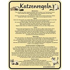 Katzenregeln - Blech-Schild Blechschild mit Spruch, 4 Saugn�pfe - Gr�sse 17x22 cm