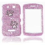 Blackberry Storm 9500 Genuine Swarovski Crystal (7ss) Pink Paw Design Faceplate Cover Case
