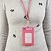 Genuine Leather Credit Card Holder Wallet with Mirror ID Badge Case with Neck Strap
