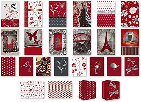 Jewels Red Greeting Card Collection - Quality Greeting Cards, Gift Cards, Gift Bags, Gift Wrap pack of 24
