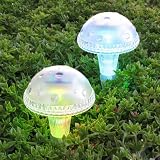SohoDecor 2 Pack Iridescent Mushroom Color Changing Solar Lights