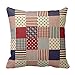 Romantichouse Cotton Linen Square Decorative Usa Americana Patchwork Red White And Blue Quilt Throw Pillowcases