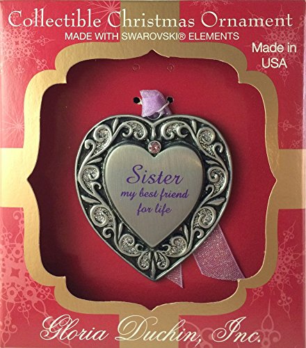 Pewter Heart Sister Christmas Ornament or Wall Decoration Pewter Heart Sister Christmas Ornament or Wall Decoration